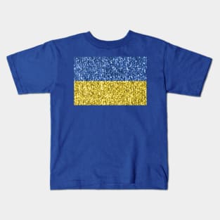 Blue yellow Ukraine flag glitter faux sparkles Kids T-Shirt